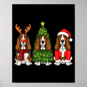 Retro Christmas Bet Hound Santa Reindeer Dog Lover Poster