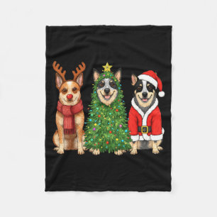 Retro Christmas Blue Heeler Santa Reindeer Dog Lov Fleece Blanket