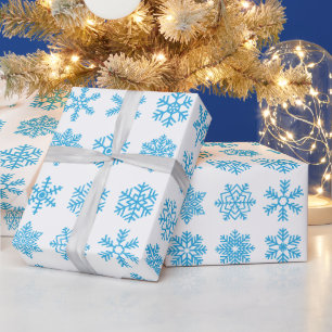 Retro Christmas Blue Snow Flakes Vintage Wrapping Paper