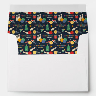 Retro Christmas Bowling Pattern Envelope