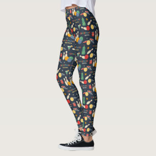 Retro Christmas Bowling Pattern Leggings