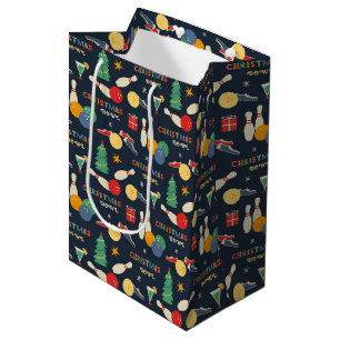 Retro Christmas Bowling Pattern Medium Gift Bag