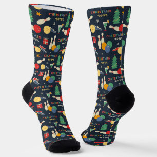 Retro Christmas Bowling Pattern Socks