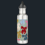 Retro Christmas Bows Coquette 710 Ml Water Bottle<br><div class="desc">Colourful Christmas Bows - Coquette Ribbons – Mint Green Background.</div>