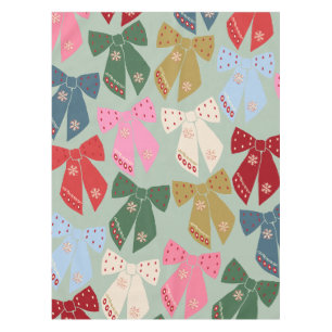 Retro Christmas Bows Coquette Tablecloth
