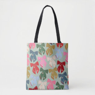 Retro Christmas Bows Coquette Tote Bag