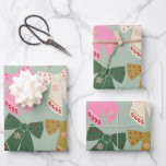 Retro Christmas Bows Coquette Wrapping Paper Sheet<br><div class="desc">Colourful Christmas Bows - Coquette Ribbons – Mint Green Background.</div>