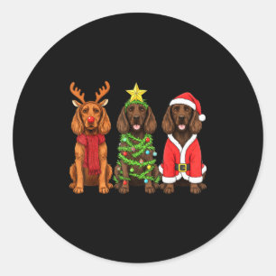 Retro Christmas Boykin Spaniel Santa Reindeer Dog  Classic Round Sticker