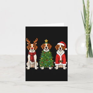 Retro Christmas Brittany Spaniel Santa Reindeer Do Card