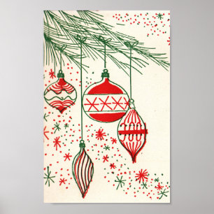 Retro Christmas bulbs Holiday poster
