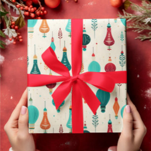 Retro Christmas Bulbs Ornaments Pattern Wrapping Paper