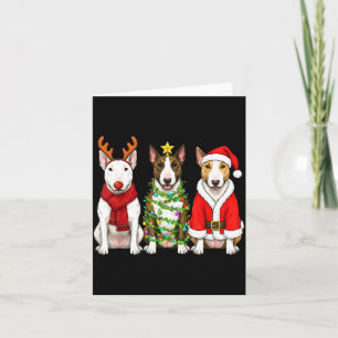 Retro Christmas Bull Terrier Santa Reindeer Dog Lo Card