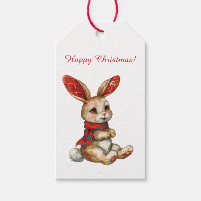 RETRO CHRISTMAS BUNNY GIFT TAG (Front)