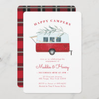 Retro Christmas Camper Red Engagement Party
