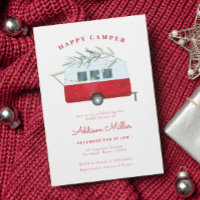 Retro Christmas Camper Red Holiday Bridal Shower