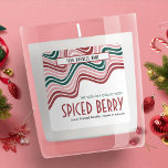 Retro Christmas Candle Packaging Red Green Groovy Square Sticker<br><div class="desc">Add a touch of nostalgia to your holiday packaging design with this retro Red, Green and Pink Christmas Product Label design. Featuring vintage style background in festive red and green colours and retro fonts, this square product sticker design will add the holiday spirit to your winter collection - great to...</div>