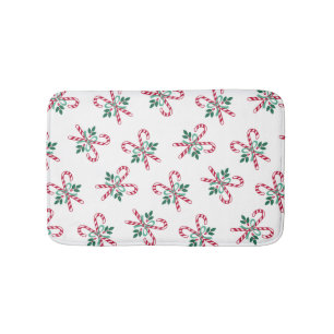 retro Christmas candy canes Bath Mat