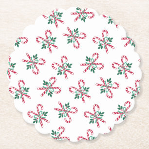 retro Christmas candy canes Paper Coaster