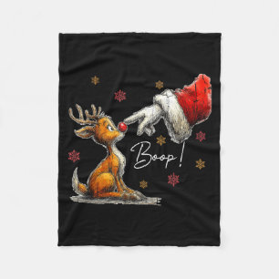 Retro Christmas Cartoon Boop, Christmas Reindeer  Fleece Blanket