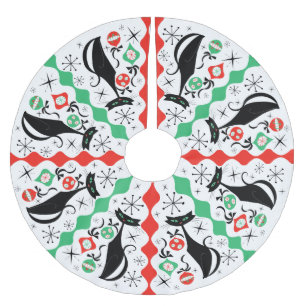 Retro Christmas Cat Tree Skirt