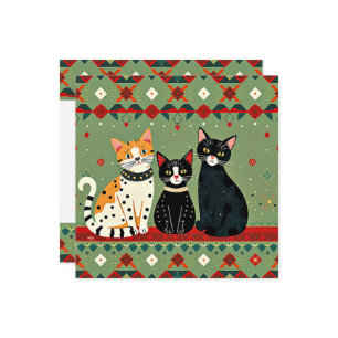 Retro Christmas cats Holiday Card