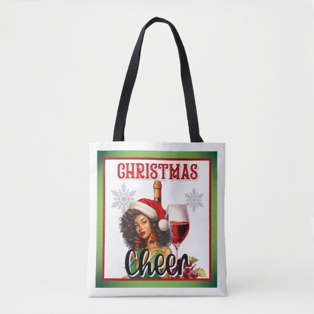Retro Christmas Cheer Pinup Tote Bag (Front)