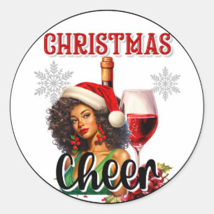 Retro Christmas Cheers Pinup Classic Round Sticker