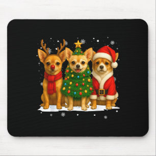 Retro Christmas Chihuahua Santa Reindeer Dog Lover Mouse Pad
