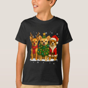 Retro Christmas Chihuahua Santa Reindeer Dog Lover T-Shirt