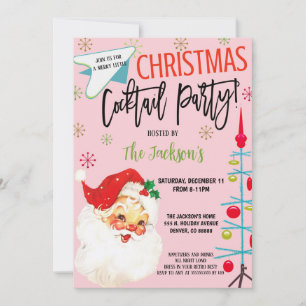 Retro Christmas Cocktail Party Invitation