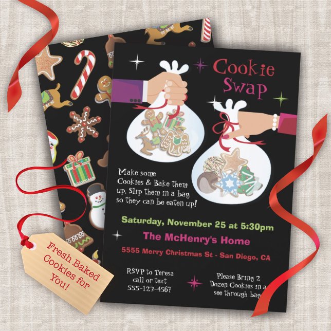 Retro Christmas Cookie Swap Exchange Invitation (Creator Uploaded)
