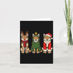 Retro Christmas Coyote Santa Reindeer Card