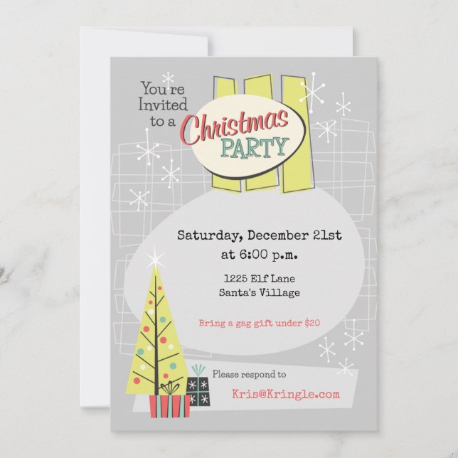 Retro Christmas Customisable Party Invitation-1958 Invitation (Front)