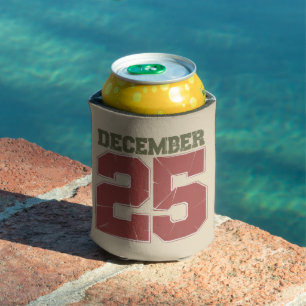 Retro Christmas December 25 Holiday Winter  Can Cooler