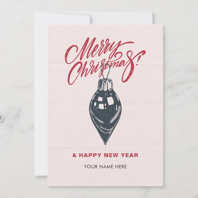 Retro christmas decor ball holiday card (Front)