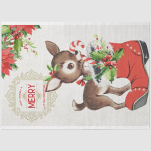 Retro Christmas Deer and Santa Boot Decoupage Tissue Paper