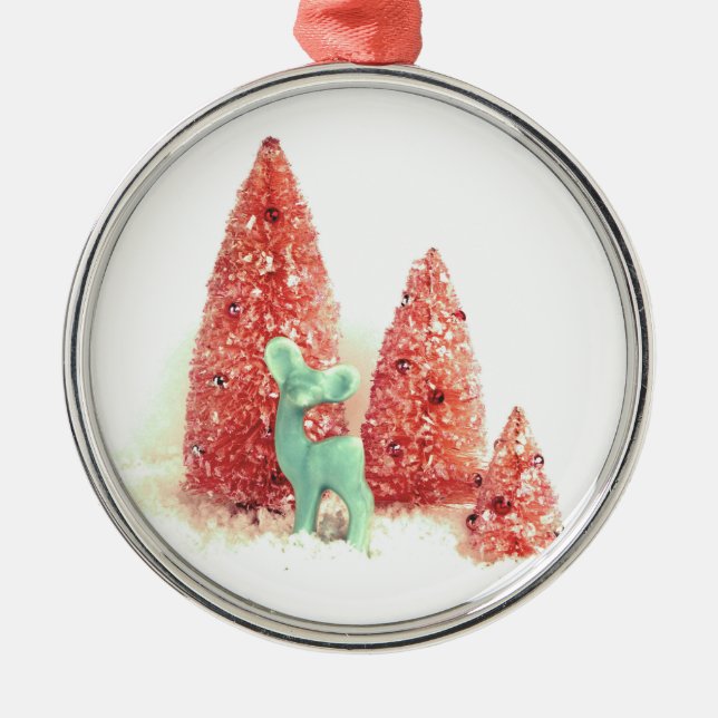 Retro Christmas Deer Metal Tree Decoration (Front)