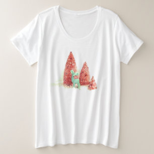 Retro Christmas Deer Plus Size T-Shirt