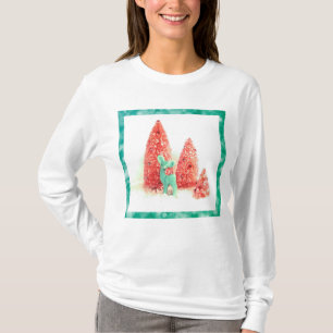 Retro Christmas Deer with Aqua Frame T-Shirt