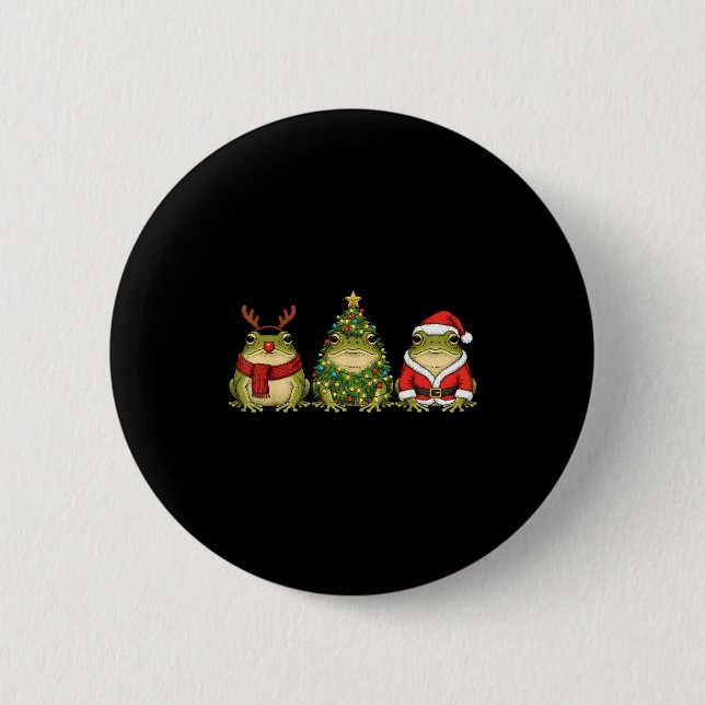 Retro Christmas Desert Rain Frog Santa Reindeer  6 Cm Round Badge (Front)