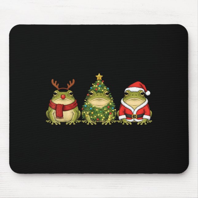 Retro Christmas Desert Rain Frog Santa Reindeer  Mouse Pad (Front)