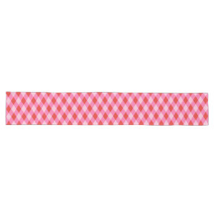 Retro Christmas Diamond Plaid - Red & Pink Long Table Runner