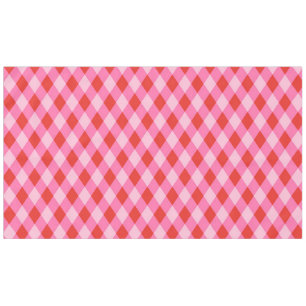Retro Christmas Diamond Plaid - Red & Pink Tablecloth