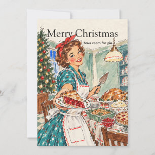 Retro Christmas Dinner Holiday Card