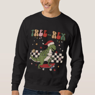 Retro Christmas Dinosaur Tree Rex Pyjamas Trex Ska Sweatshirt