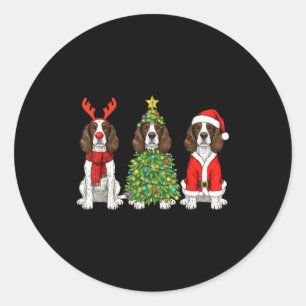 Retro Christmas English Springer Spaniel Santa Rei Classic Round Sticker