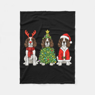 Retro Christmas English Springer Spaniel Santa Rei Fleece Blanket