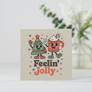 Retro Christmas Feeling Jolly Vintage Holiday  Card