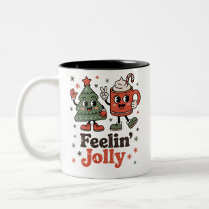 Retro Christmas Feeling Jolly Vintage Holiday Two-Tone Coffee Mug