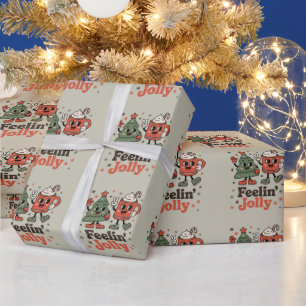 Retro Christmas Feeling Jolly Vintage Holiday Wrapping Paper